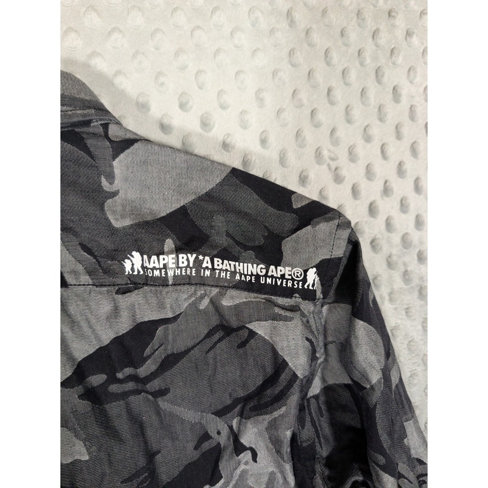 AAPE By a Bathing Ape Long Sleeve Button Down Shirt Men's Medium Camo Slim Fit - Picture 8 of 14